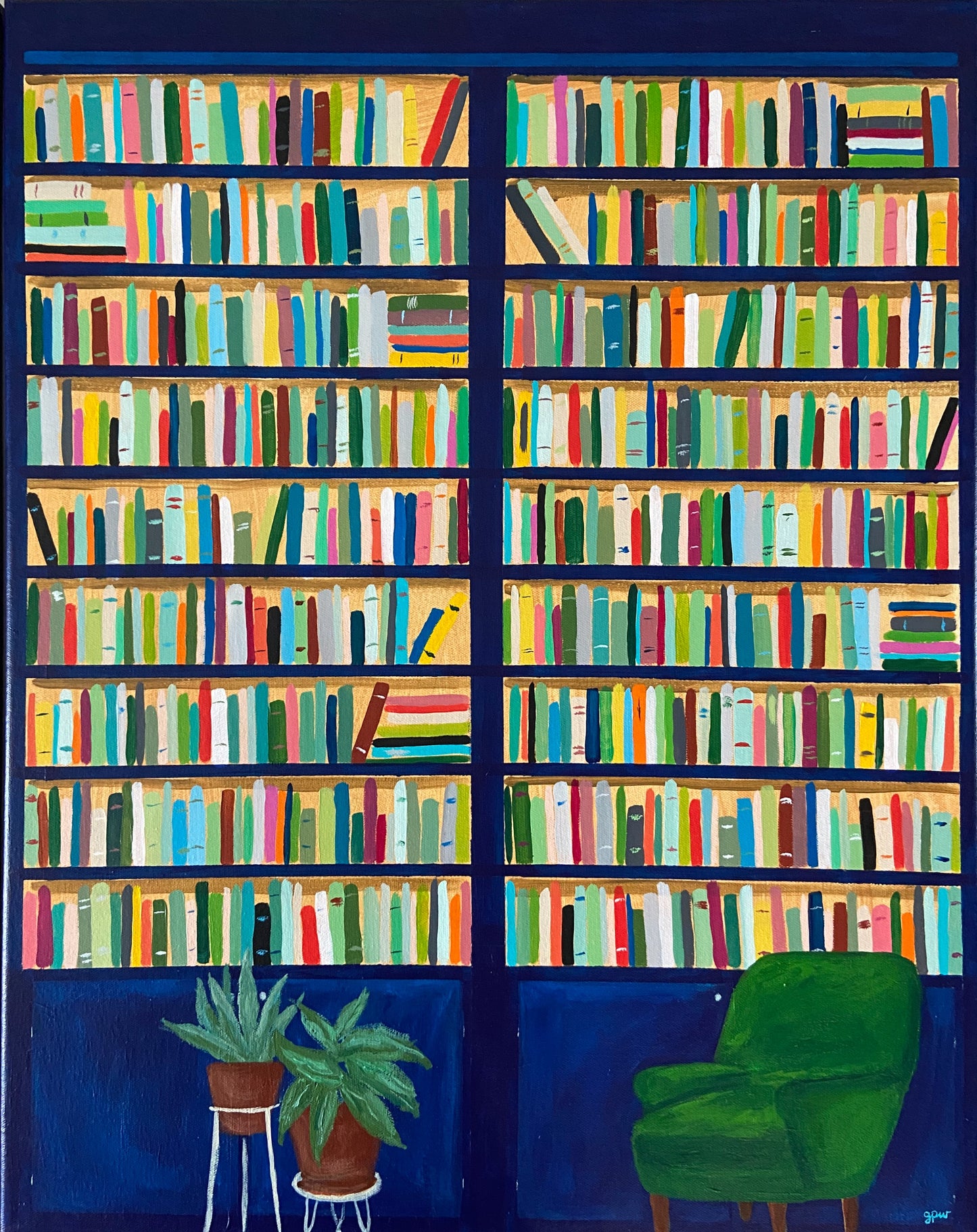 Blue Bookshelves No.1 Art Print