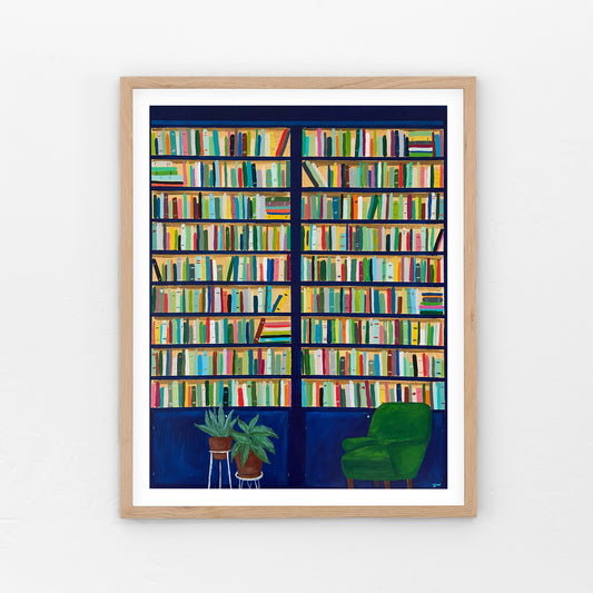 Blue Bookshelves No.1 Art Print