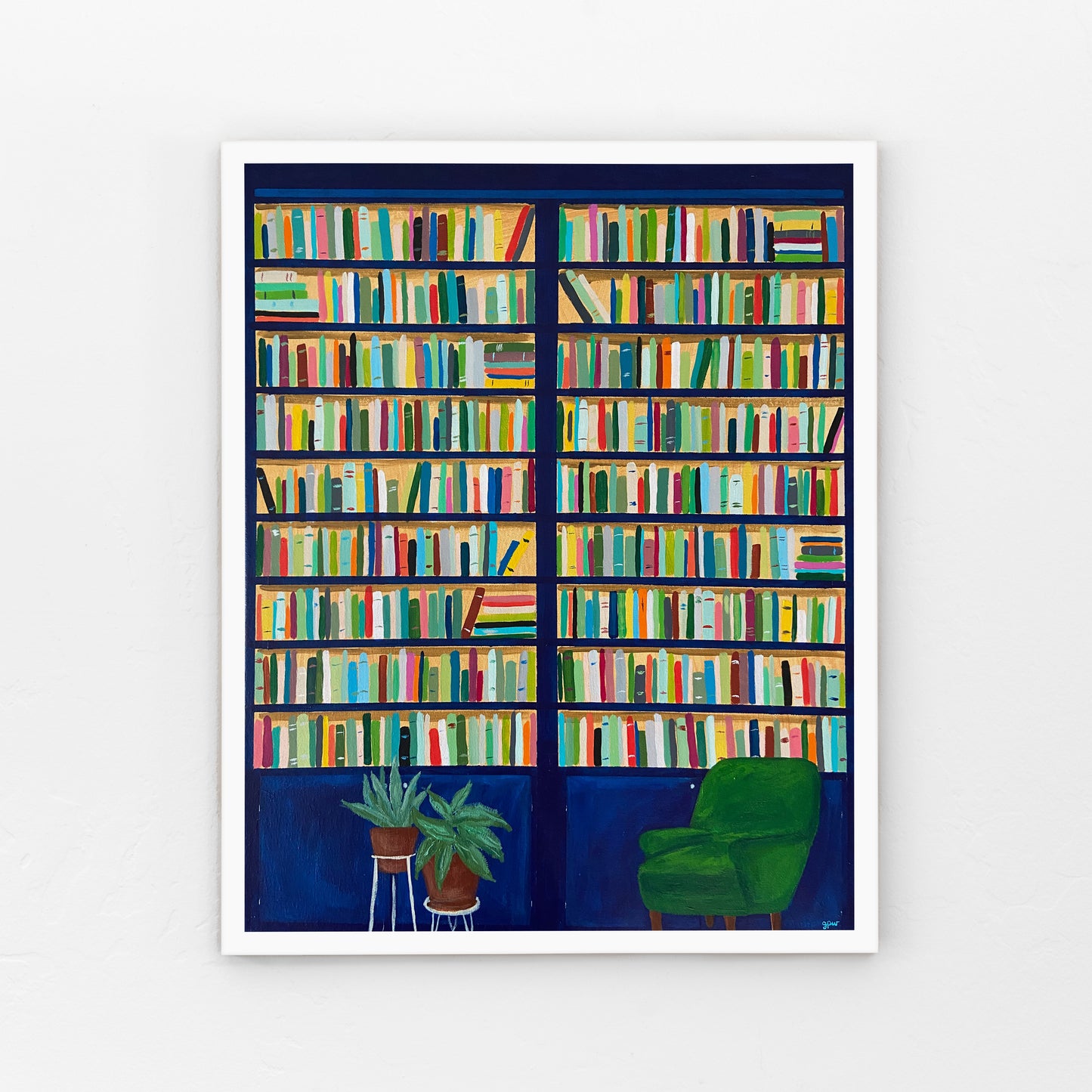 Blue Bookshelves No.1 Art Print