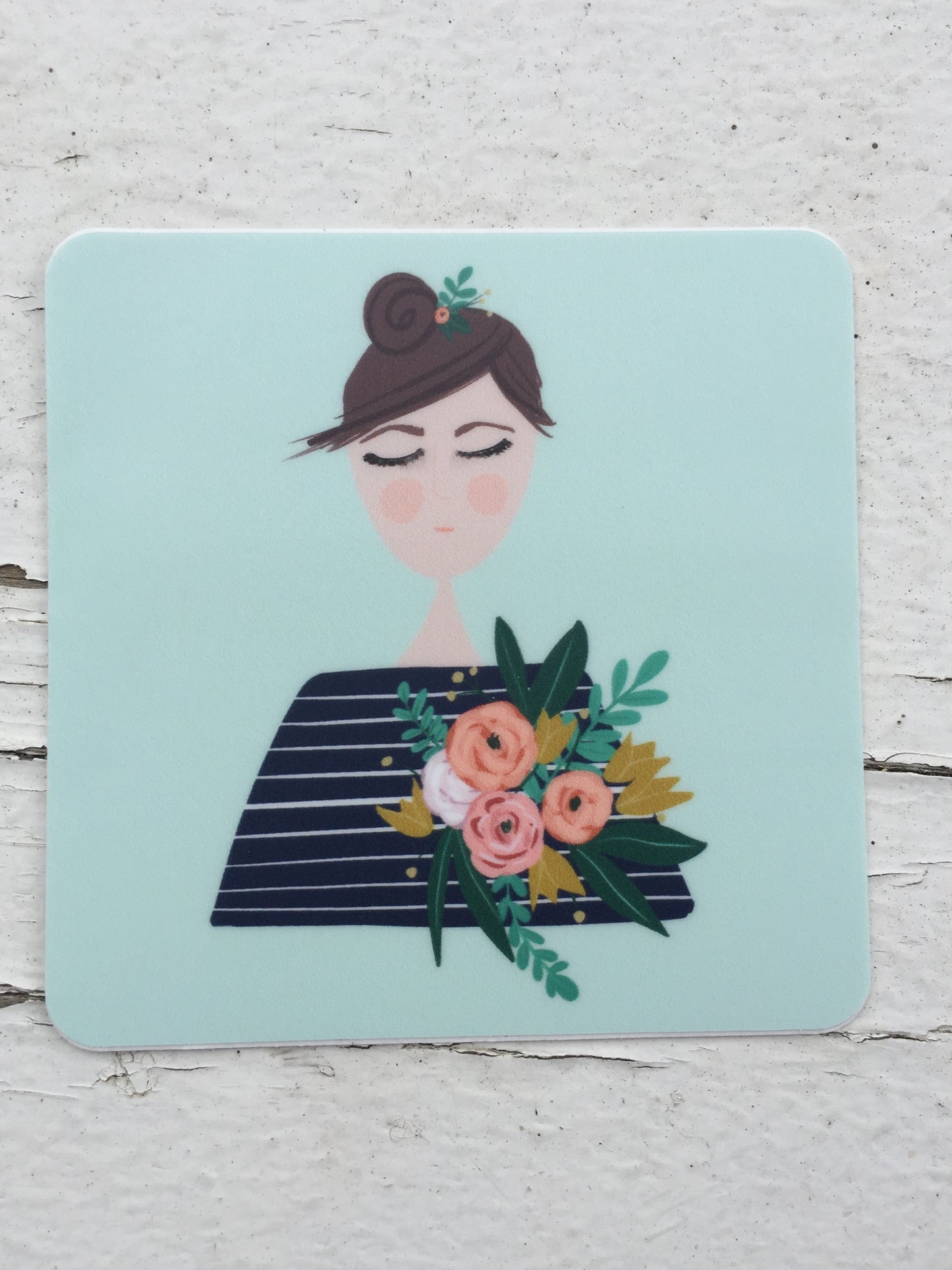 girl with flowers sticker