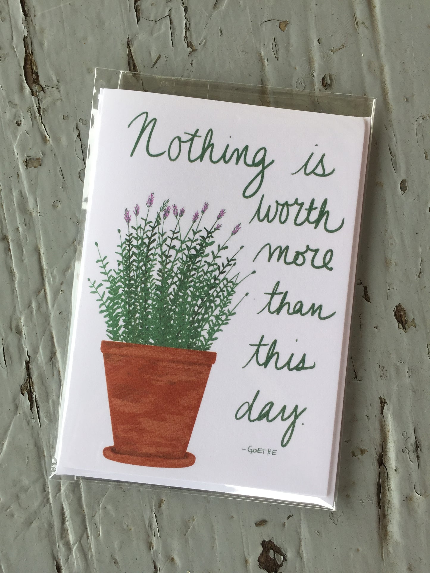 potted lavender with quote notecard