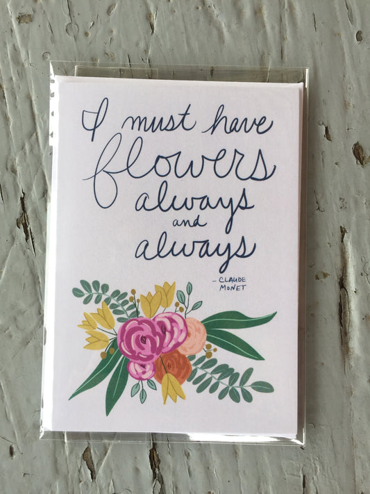 florals with quote notecard