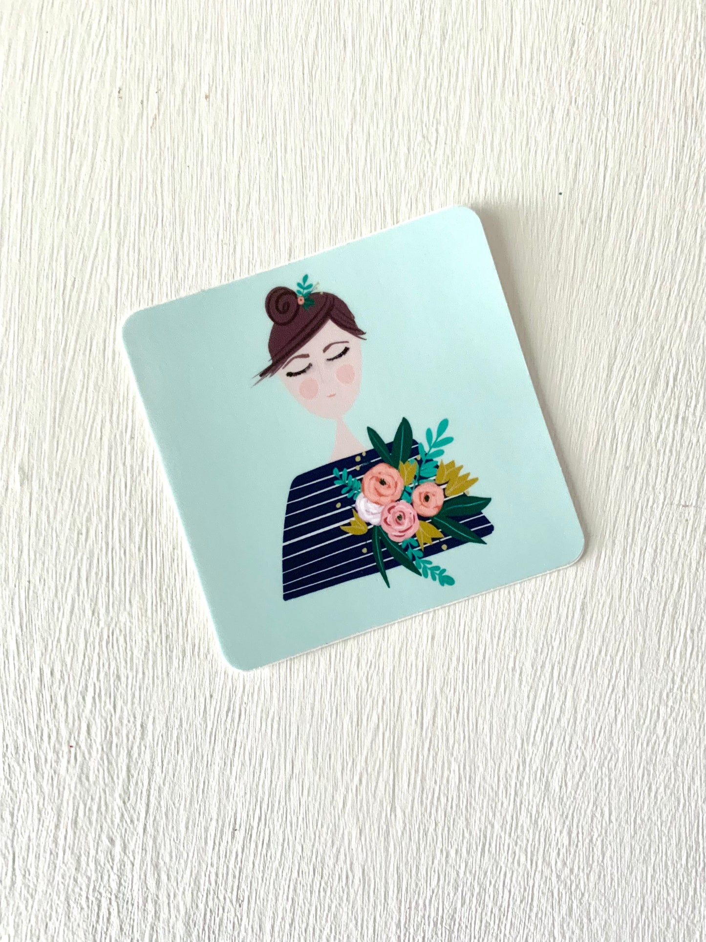 girl with flowers sticker