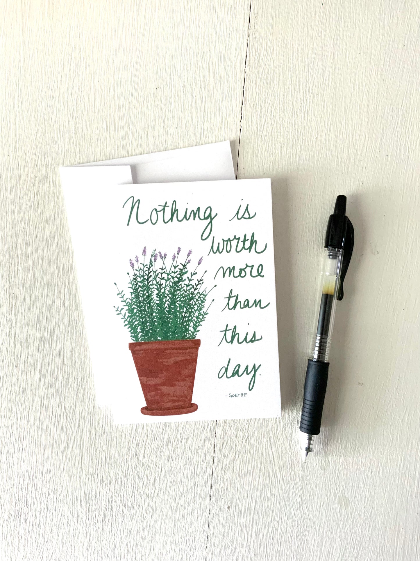 potted lavender with quote notecard