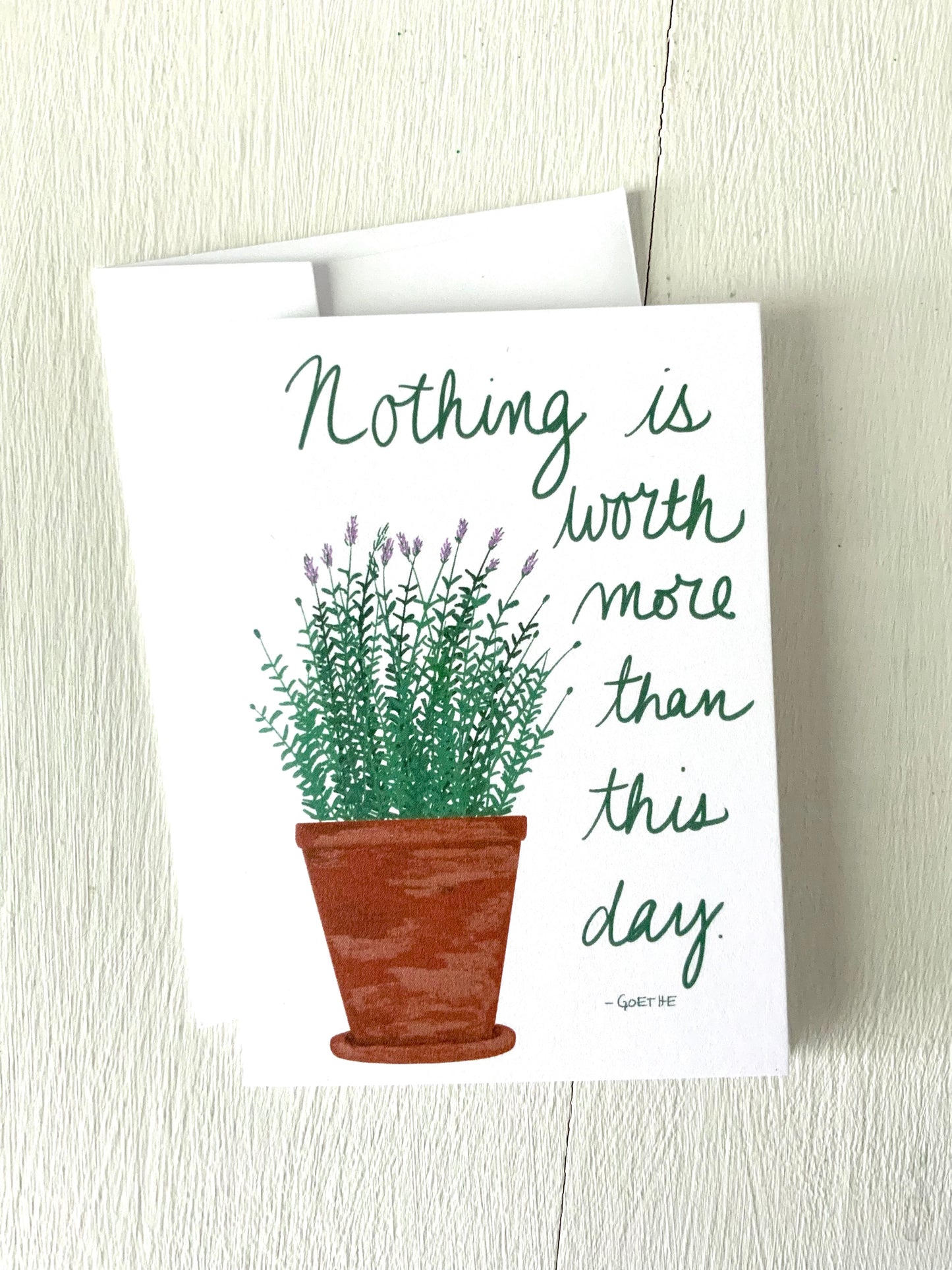 potted lavender with quote notecard