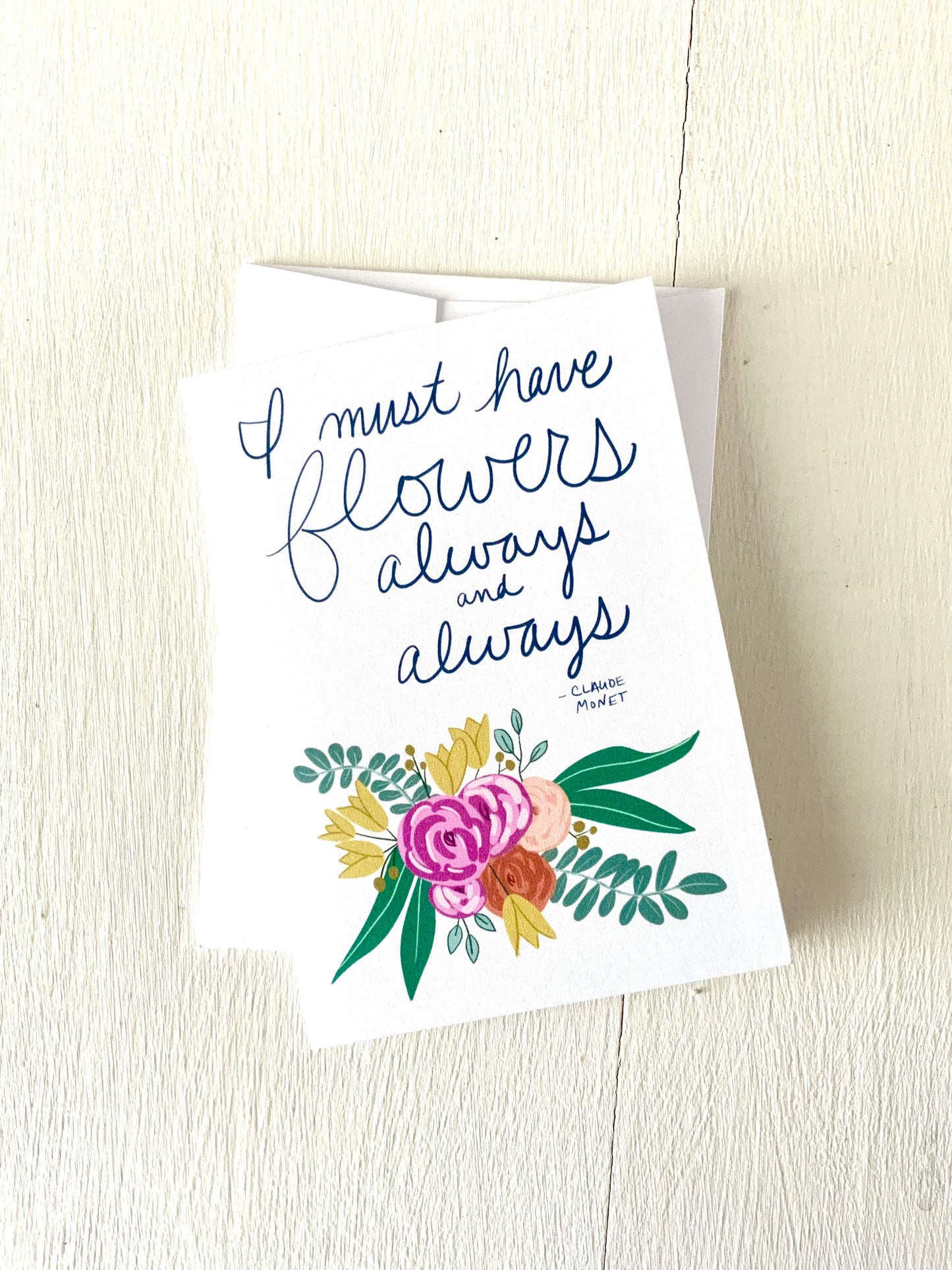 florals with quote notecard