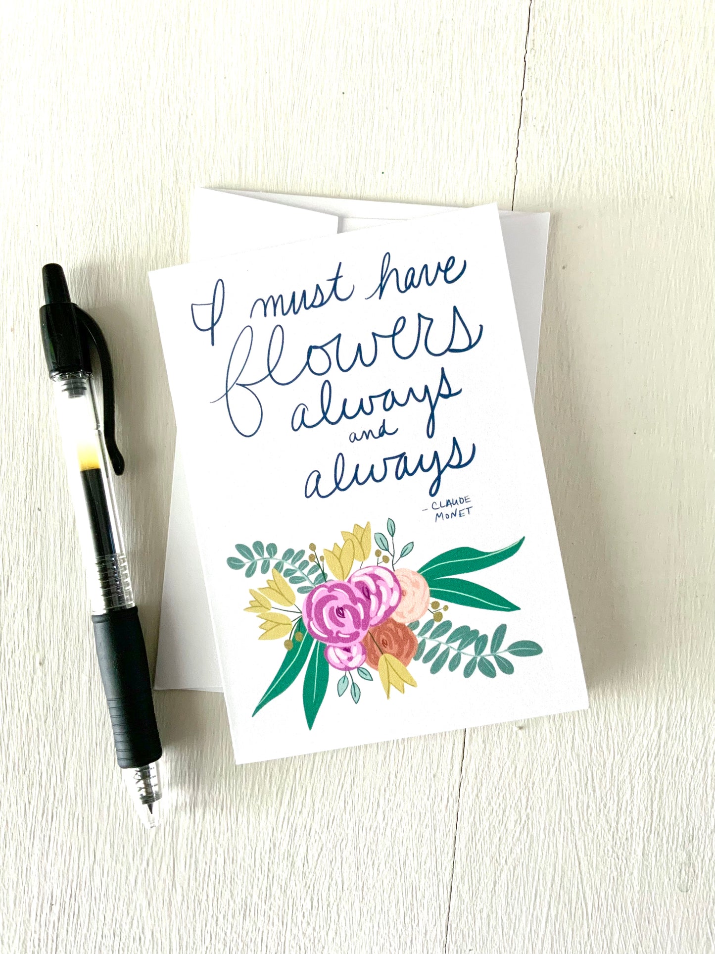 florals with quote notecard