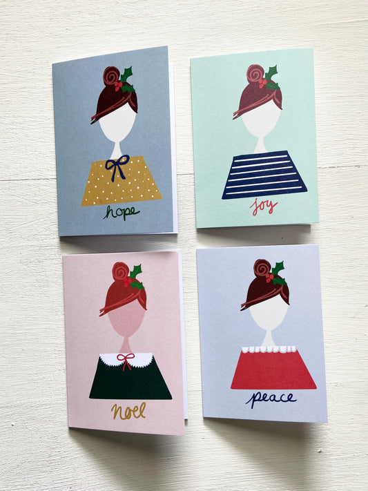 Festive French Girls Notecards